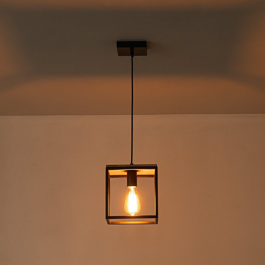 Farmhouze Light - OpenBox - 1 - Light Black Metal Square Lantern Pendant Light - Pendant - Black - 