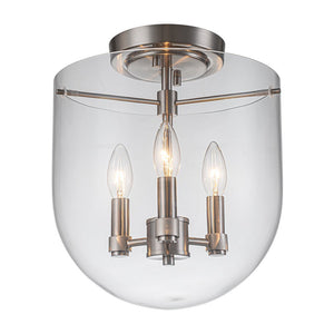 Farmhouze Light-OpenBox-3-Light Wide Bowl Glass Semi Flush Ceiling Light-Ceiling Light-Nickel-3-Light