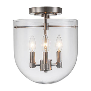 Farmhouze Light-OpenBox-3-Light Wide Bowl Glass Semi Flush Ceiling Light-Ceiling Light-Nickel-3-Light