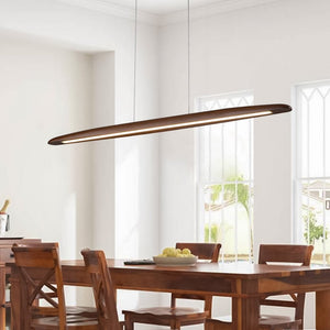 Farmhouze Light - OpenBox - Dimmable Warm LED Walnut Wood Linear Pendant Light - Chandelier - Walnut - 