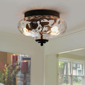 Farmhouze Light-OpenBox-Farmhouse Glass Flush Mount Ceiling Light-Ceiling Light-Black-