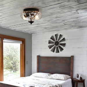 Farmhouze Light-OpenBox-Farmhouse Glass Flush Mount Ceiling Light-Ceiling Light-Chrome-