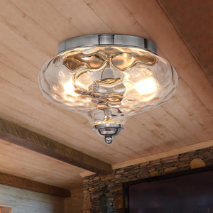 Farmhouze Light-OpenBox-Farmhouse Glass Flush Mount Ceiling Light-Ceiling Light-Chrome-