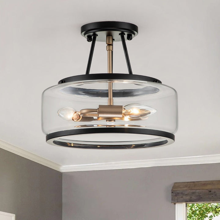 Farmhouze Light - OpenBox - Farmhouse Glass Lantern Semi Flush Mount - Ceiling Light - 