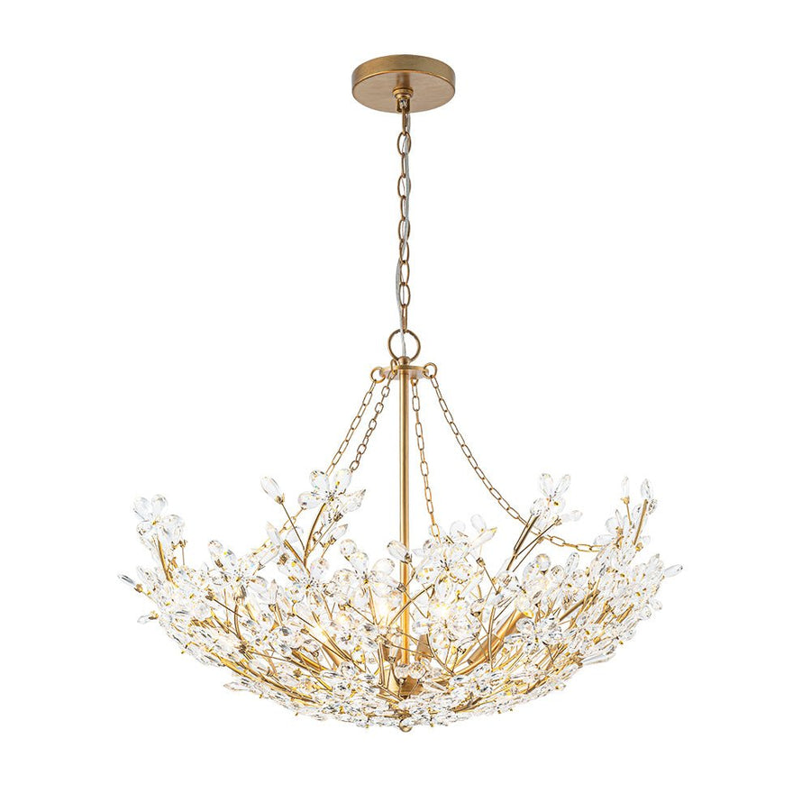 Farmhouze Light - OpenBox - Glam Farmhouse Crystal Flower Brass Basin Chandelier - Chandelier - 6 - Light - 