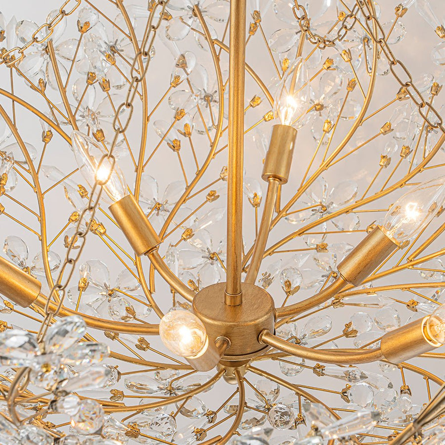 Farmhouze Light - OpenBox - Glam Farmhouse Crystal Flower Brass Basin Chandelier - Chandelier - 6 - Light - 
