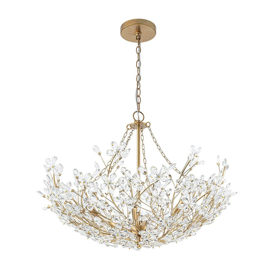 Farmhouze Light - OpenBox - Glam Farmhouse Crystal Flower Brass Basin Chandelier - Chandelier - 6 - Light - 