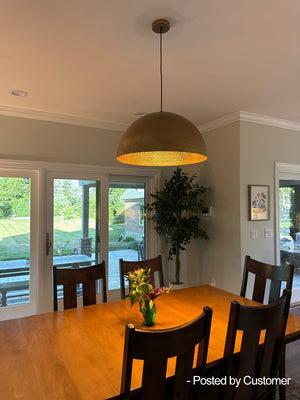 Farmhouze Light - OpenBox - Industrial 1 - Light Hammered Oversized Metal Dome Pendant - Chandelier - Dark Silver - 15in