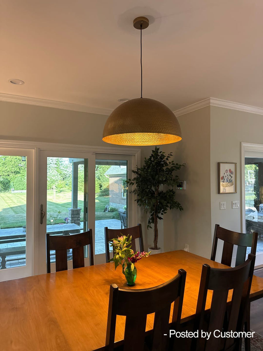 Farmhouze Light - OpenBox - Industrial 1 - Light Hammered Oversized Metal Dome Pendant - Chandelier - Dark Silver - 15in