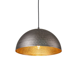 Farmhouze Light - OpenBox - Industrial 1 - Light Hammered Oversized Metal Dome Pendant - Chandelier - Dark Silver - 23in