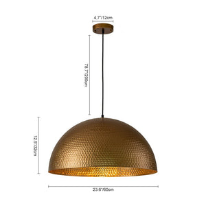 Farmhouze Light - OpenBox - Industrial 1 - Light Hammered Oversized Metal Dome Pendant - Chandelier - Dark Silver - 23in