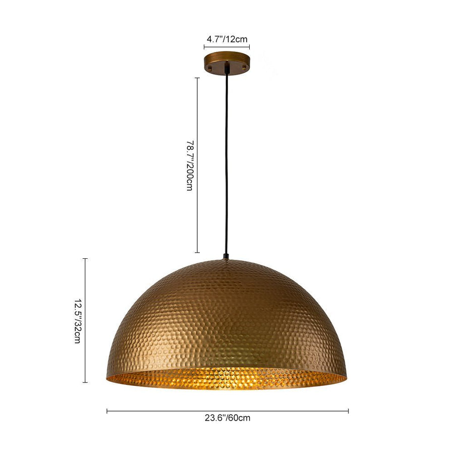 Farmhouze Light - OpenBox - Industrial 1 - Light Hammered Oversized Metal Dome Pendant - Chandelier - Dark Silver - 23in