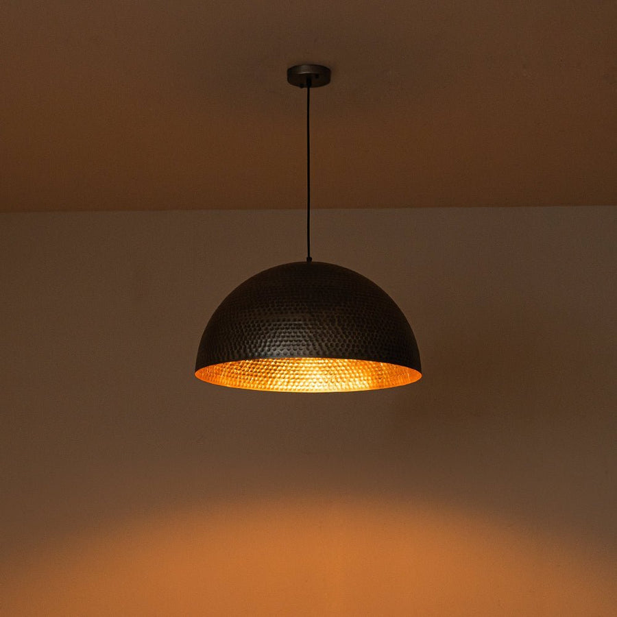 Farmhouze Light - OpenBox - Industrial 1 - Light Hammered Oversized Metal Dome Pendant - Chandelier - Dark Silver - 23in