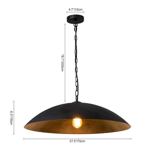 Farmhouze Light - OpenBox - Industrial Saucer Oversized Dome Pendant Light - Chandelier - Black - 