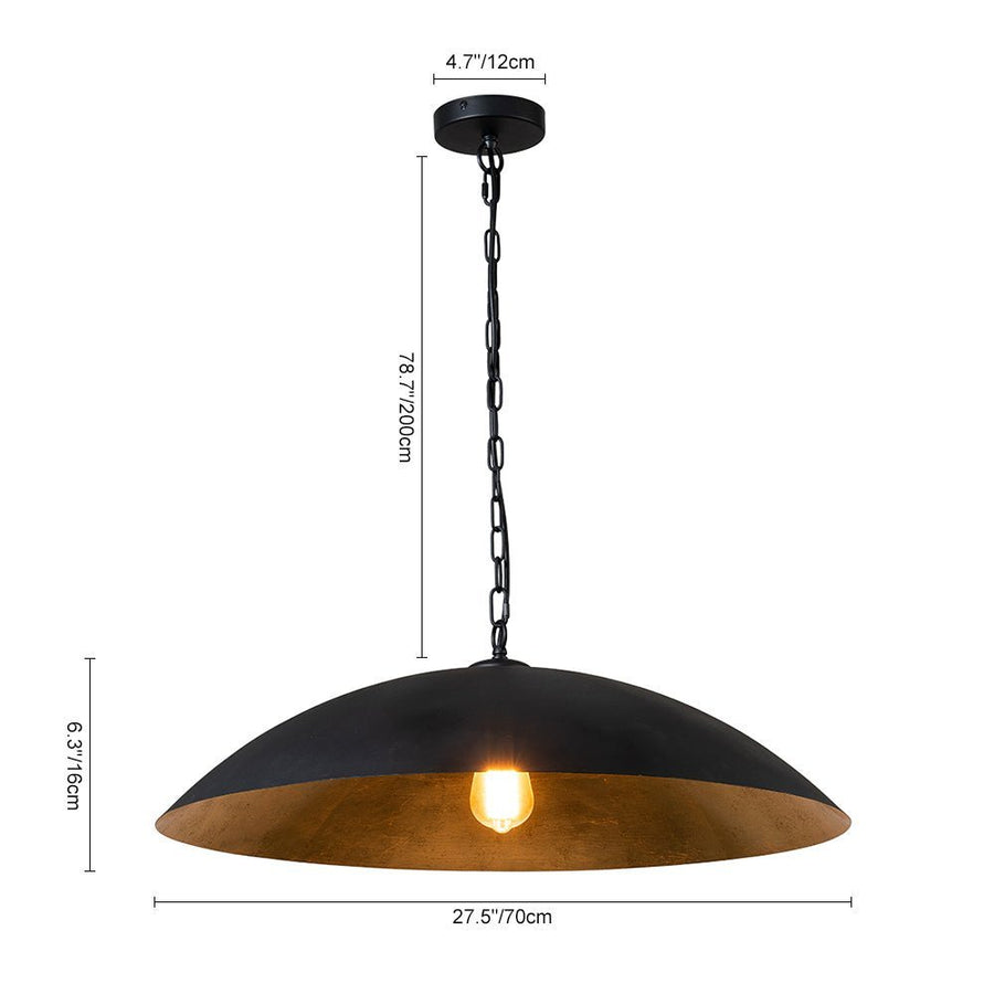 Farmhouze Light - OpenBox - Industrial Saucer Oversized Dome Pendant Light - Chandelier - Black - 