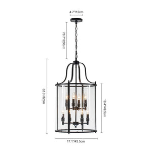 Farmhouze Light - OpenBox - Manor Black Candle Style Cylinder Lantern Pendant Chandelier - Chandelier - Black - 