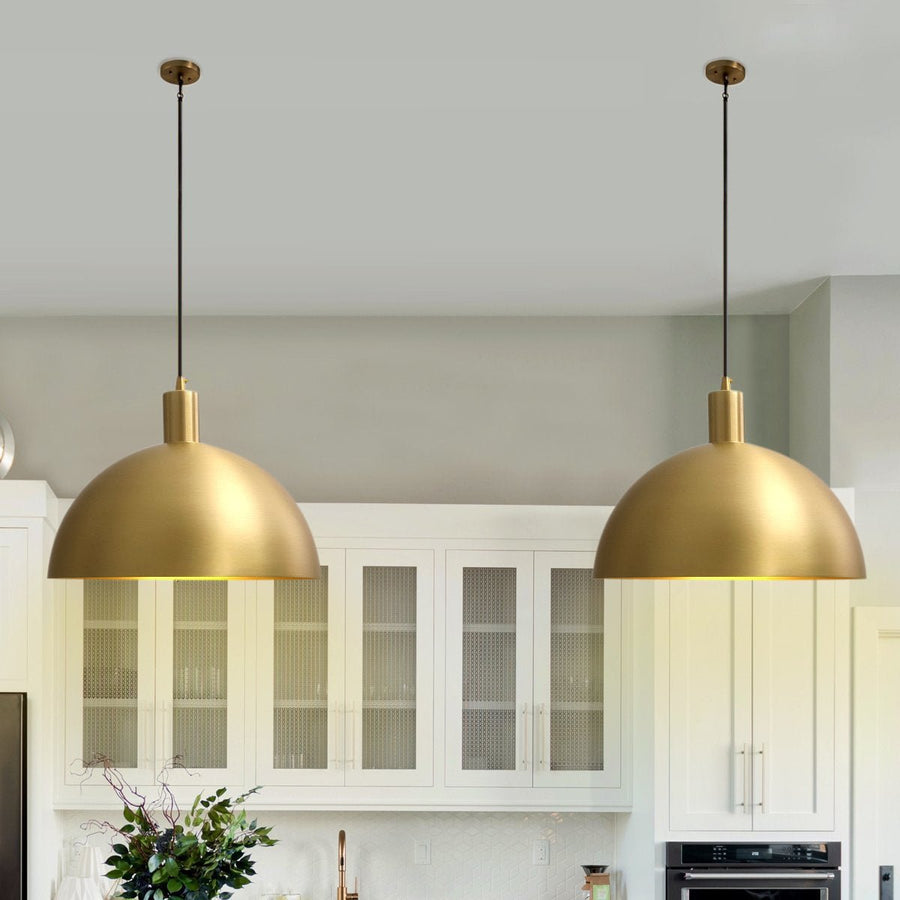 Farmhouze Light - OpenBox - Mid - Century Single Light Brass Dome Pendant - Pendant - 