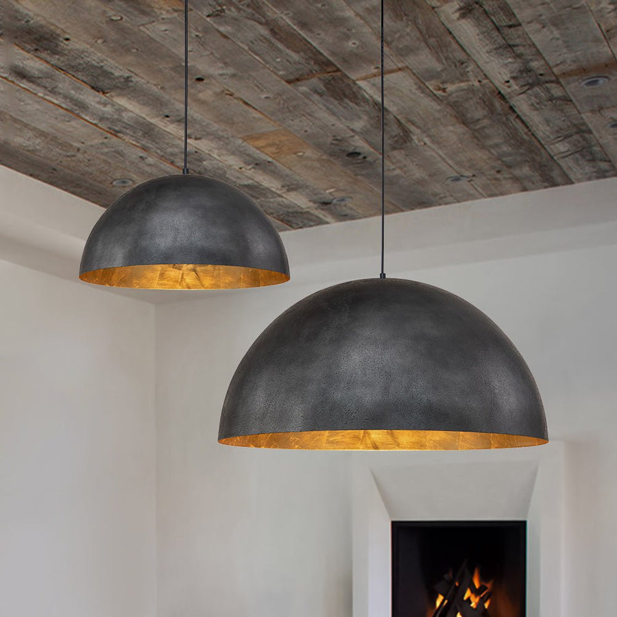 Farmhouze Light - OpenBox - Modern Farmhouse Oversized Dome Pendant - Chandelier - Black - 15 in. - M