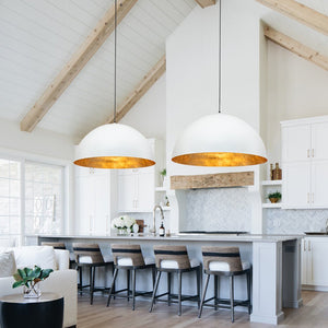 Farmhouze Light - OpenBox - Modern Farmhouse Oversized Dome Pendant - Chandelier - White - 31 in. - XL