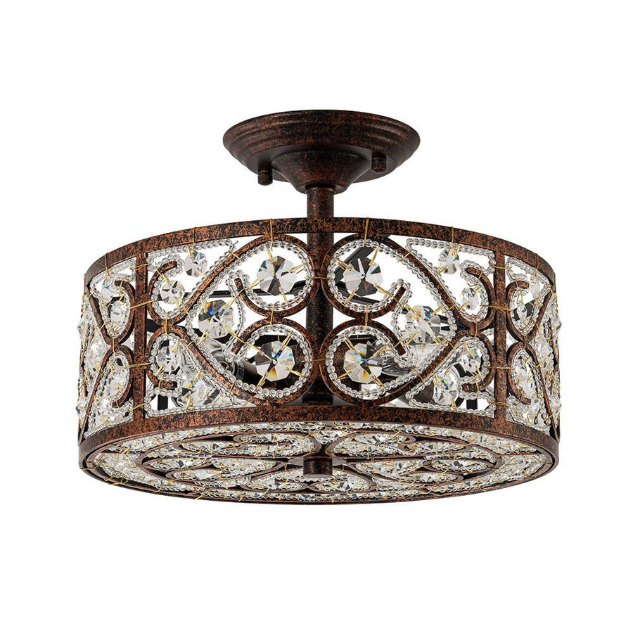 Farmhouze Light - OpenBox - Vintage Bronze Luxe Crystal Drum Lantern Ceiling Light - Ceiling Light - Copper - 