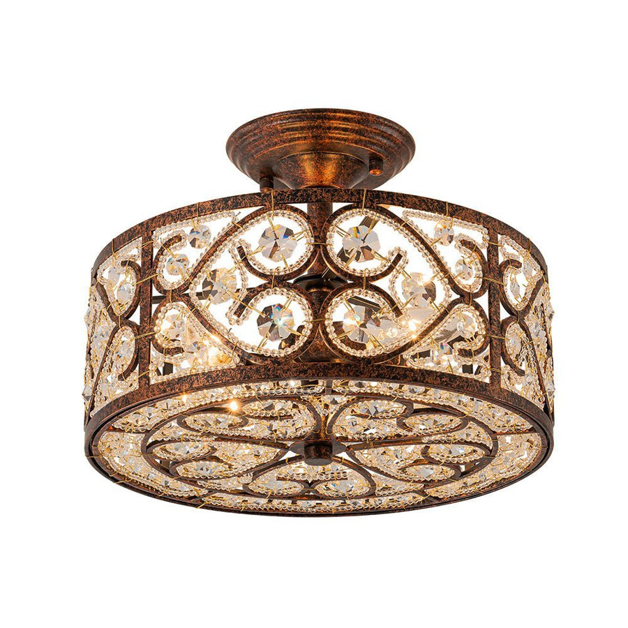 Farmhouze Light - OpenBox - Vintage Bronze Luxe Crystal Drum Lantern Ceiling Light - Ceiling Light - Copper - 