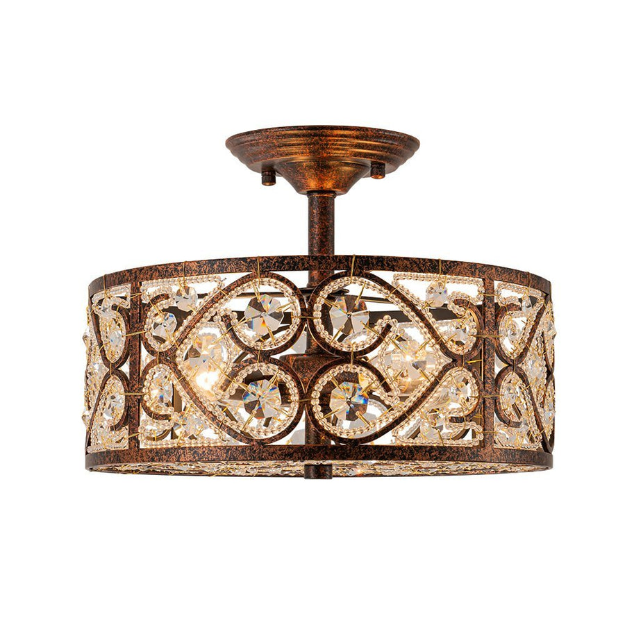 Farmhouze Light - OpenBox - Vintage Bronze Luxe Crystal Drum Lantern Ceiling Light - Ceiling Light - Copper - 