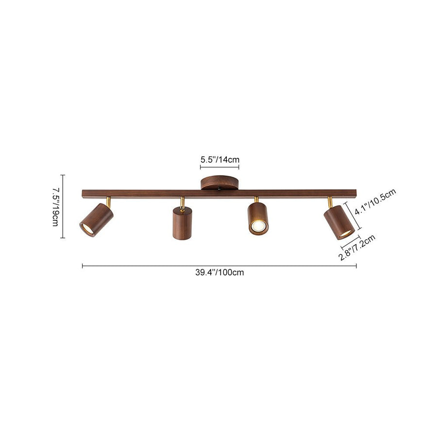 Farmhouze Light - Rustic 4 - Light Adjustable Walnut Ceiling Track Light - Ceiling Light - Walnut - 