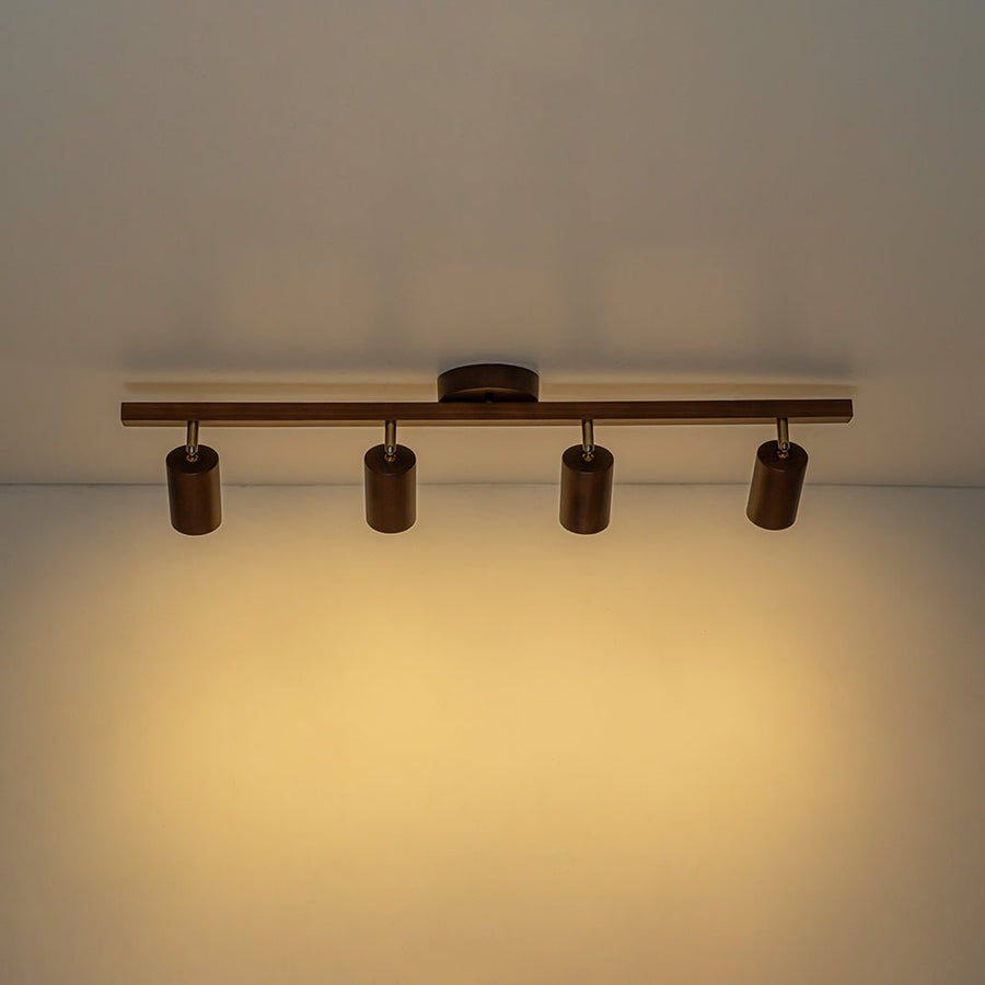 Farmhouze Light - Rustic 4 - Light Adjustable Walnut Ceiling Track Light - Ceiling Light - Walnut - 