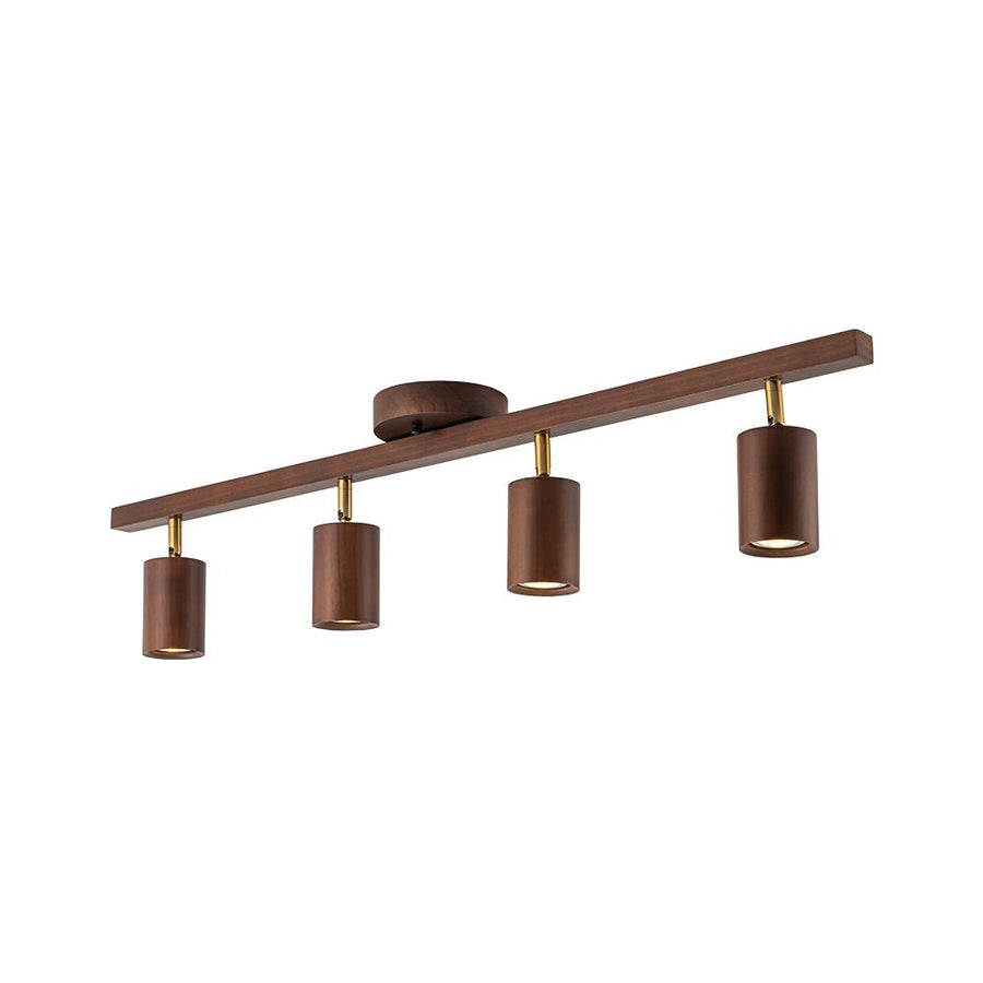 Farmhouze Light - Rustic 4 - Light Adjustable Walnut Ceiling Track Light - Ceiling Light - Walnut - 