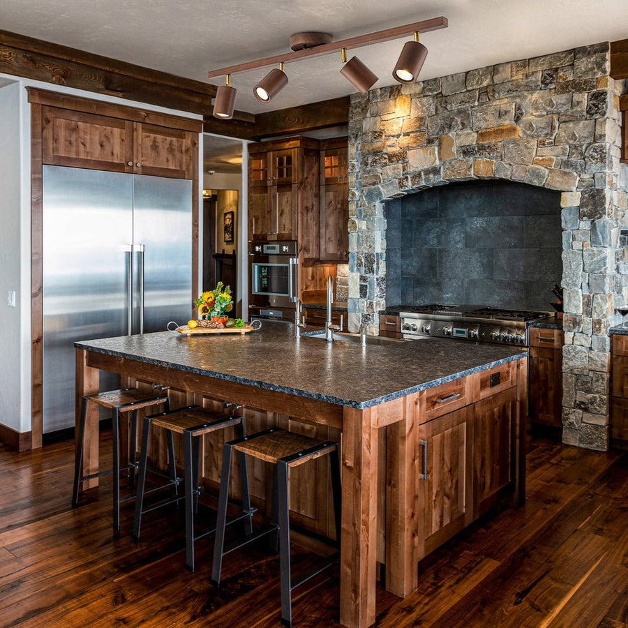 Farmhouze Light - Rustic 4 - Light Adjustable Walnut Ceiling Track Light - Ceiling Light - Walnut - 