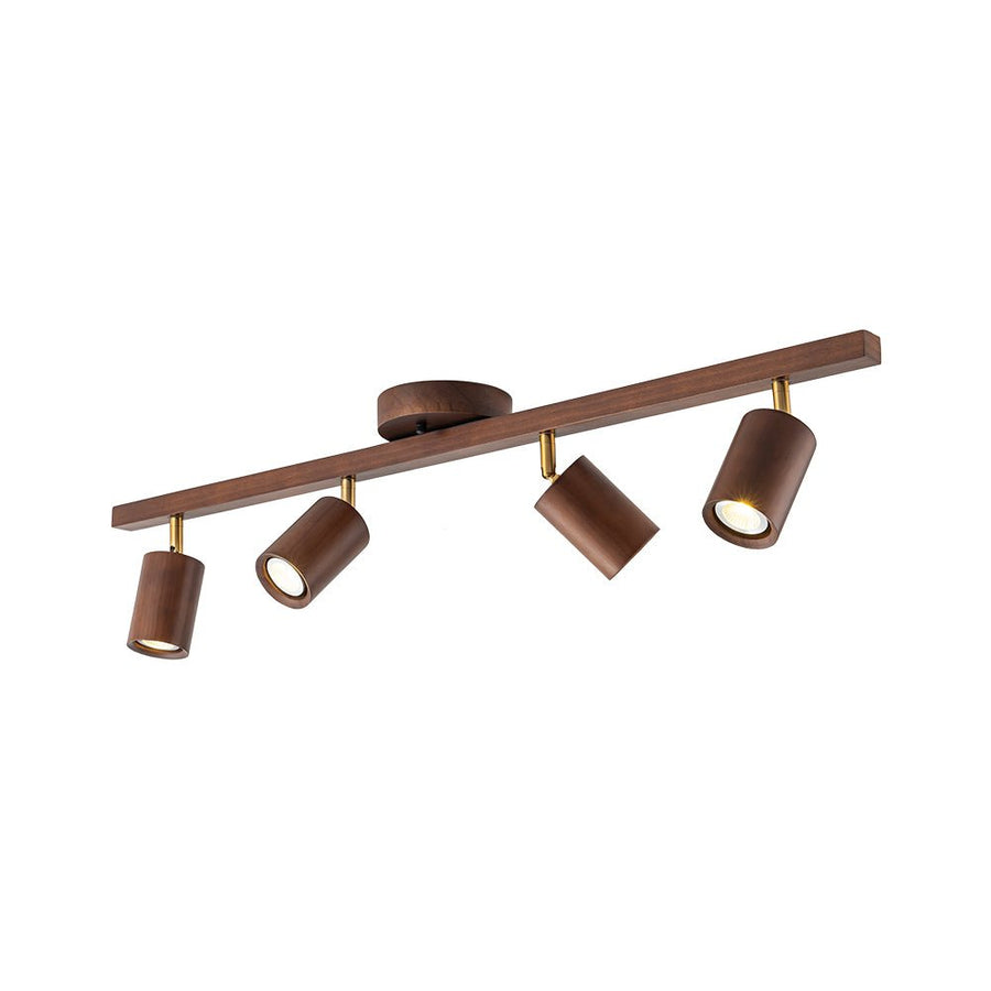 Farmhouze Light - Rustic 4 - Light Adjustable Walnut Ceiling Track Light - Ceiling Light - Walnut - 