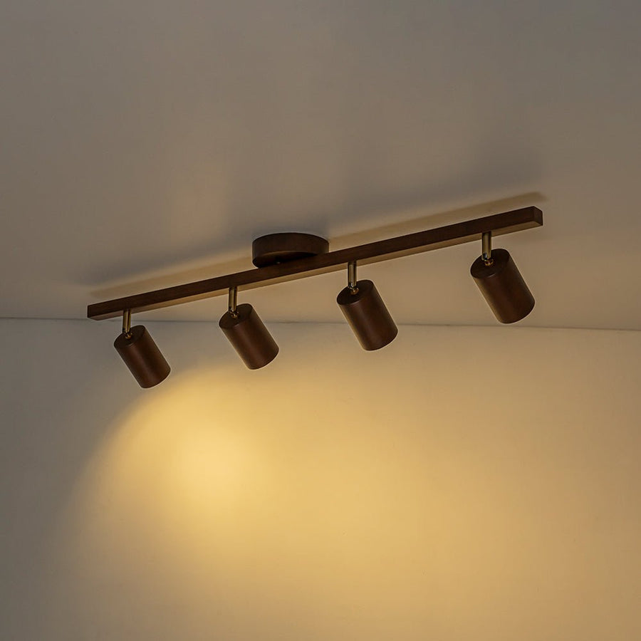 Farmhouze Light - Rustic 4 - Light Adjustable Walnut Ceiling Track Light - Ceiling Light - Walnut - 