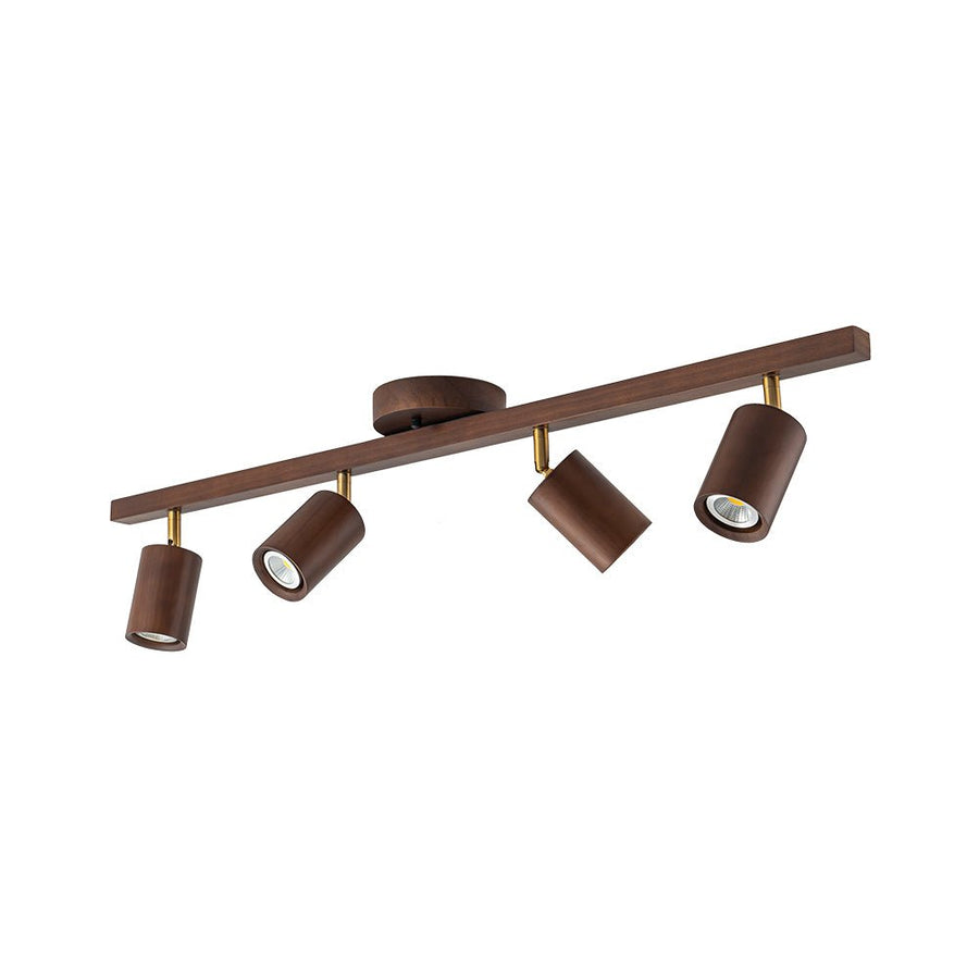 Farmhouze Light - Rustic 4 - Light Adjustable Walnut Ceiling Track Light - Ceiling Light - Walnut - 