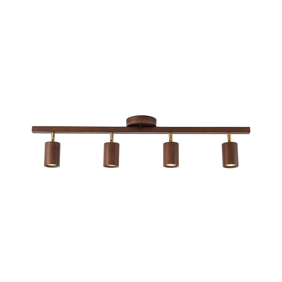 Farmhouze Light - Rustic 4 - Light Adjustable Walnut Ceiling Track Light - Ceiling Light - Walnut - 