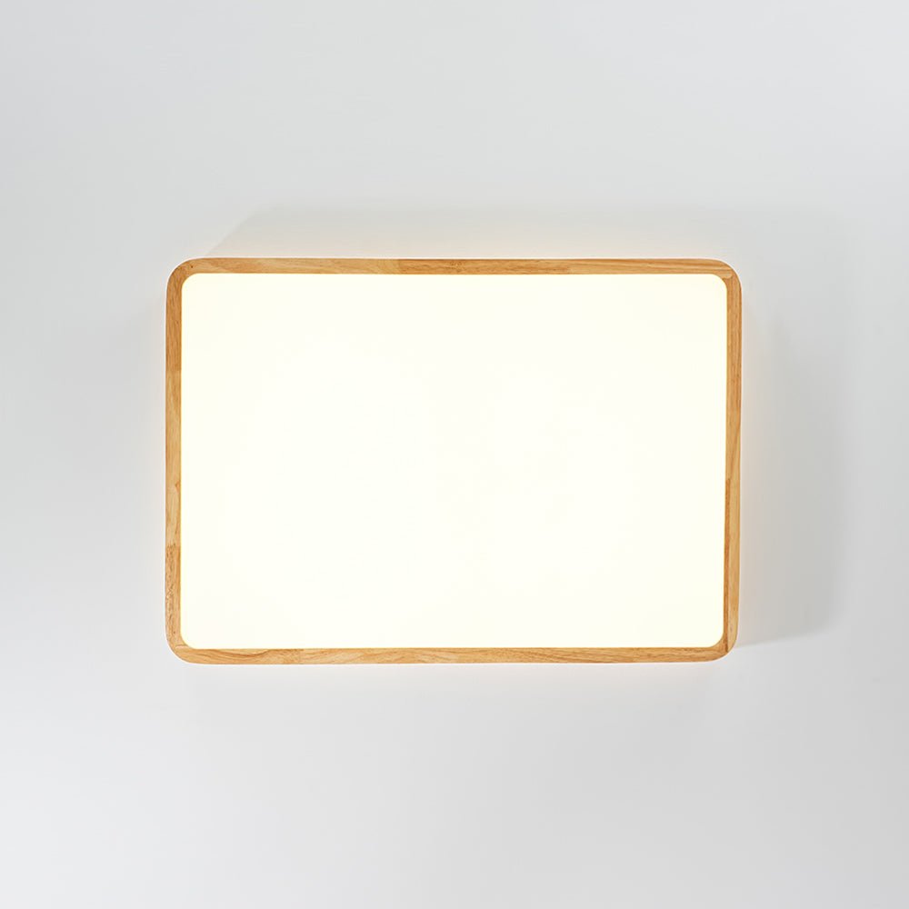 Rustic Dimmable LED Wood Large Rectangle Flush Mount Farmhouze Light