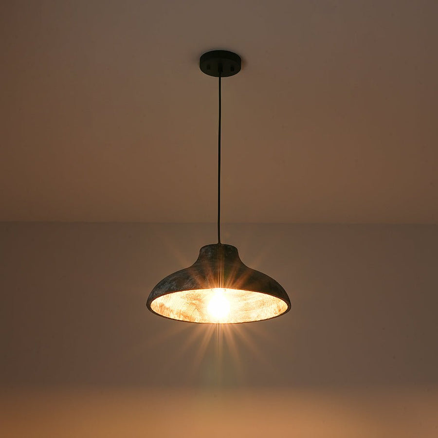 Farmhouze Light - Rustic Distressed Black Wooden Dome Pendant light - Pendant - 15 inches - 