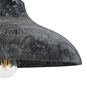 Farmhouze Light - Rustic Distressed Black Wooden Dome Pendant light - Pendant - 15 inches - 