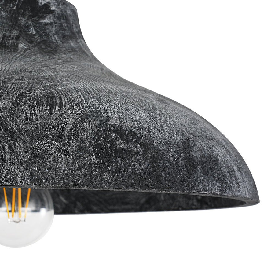 Farmhouze Light - Rustic Distressed Black Wooden Dome Pendant light - Pendant - 15 inches - 