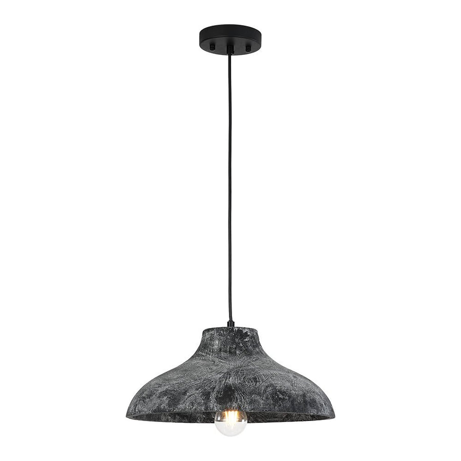 Farmhouze Light - Rustic Distressed Black Wooden Dome Pendant light - Pendant - 15 inches - 