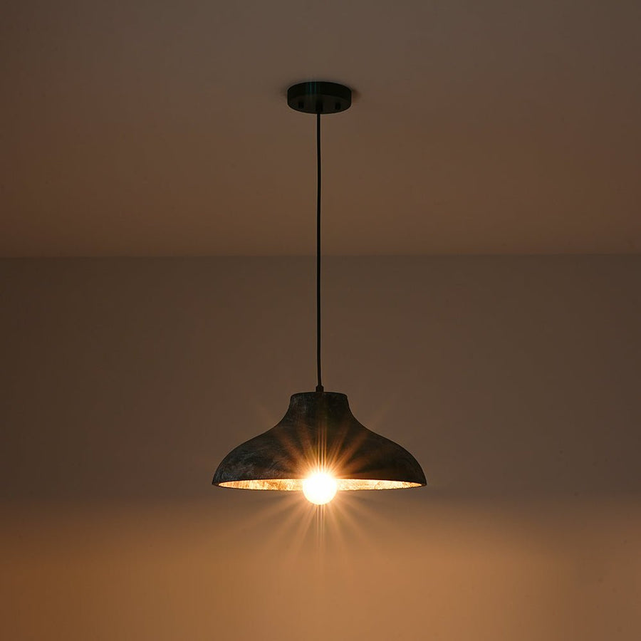 Farmhouze Light - Rustic Distressed Black Wooden Dome Pendant light - Pendant - 15 inches - 