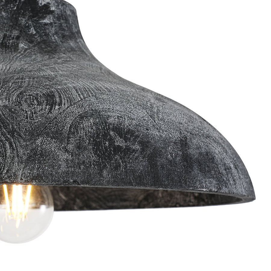 Farmhouze Light - Rustic Distressed Black Wooden Dome Pendant light - Pendant - 15 inches - 