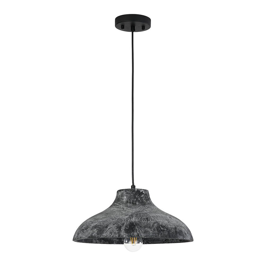 Farmhouze Light - Rustic Distressed Black Wooden Dome Pendant light - Pendant - 15 inches - 