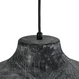 Farmhouze Light - Rustic Distressed Black Wooden Dome Pendant light - Pendant - 15 inches - 