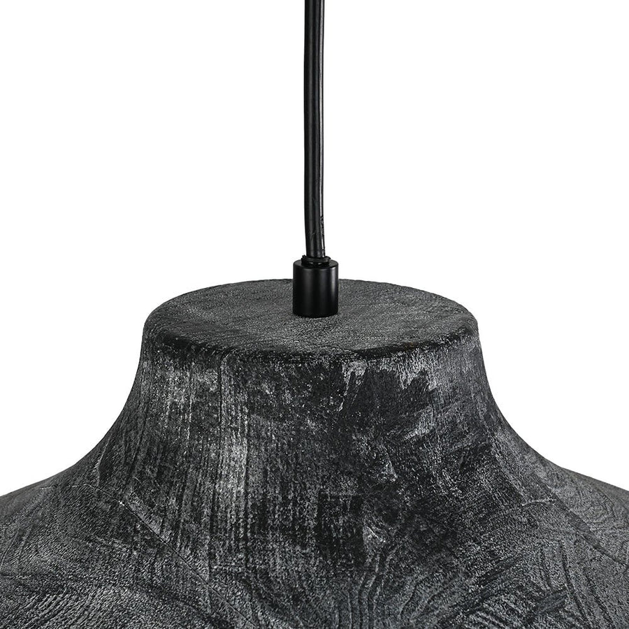 Farmhouze Light - Rustic Distressed Black Wooden Dome Pendant light - Pendant - 15 inches - 