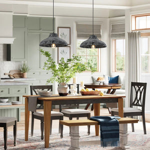 Farmhouze Light - Rustic Distressed Black Wooden Dome Pendant light - Pendant - 15 inches - 