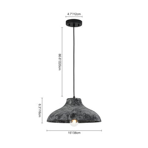 Farmhouze Light - Rustic Distressed Black Wooden Dome Pendant light - Pendant - 15 inches - 