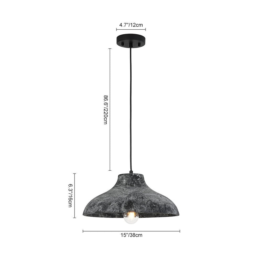 Farmhouze Light - Rustic Distressed Black Wooden Dome Pendant light - Pendant - 15 inches - 