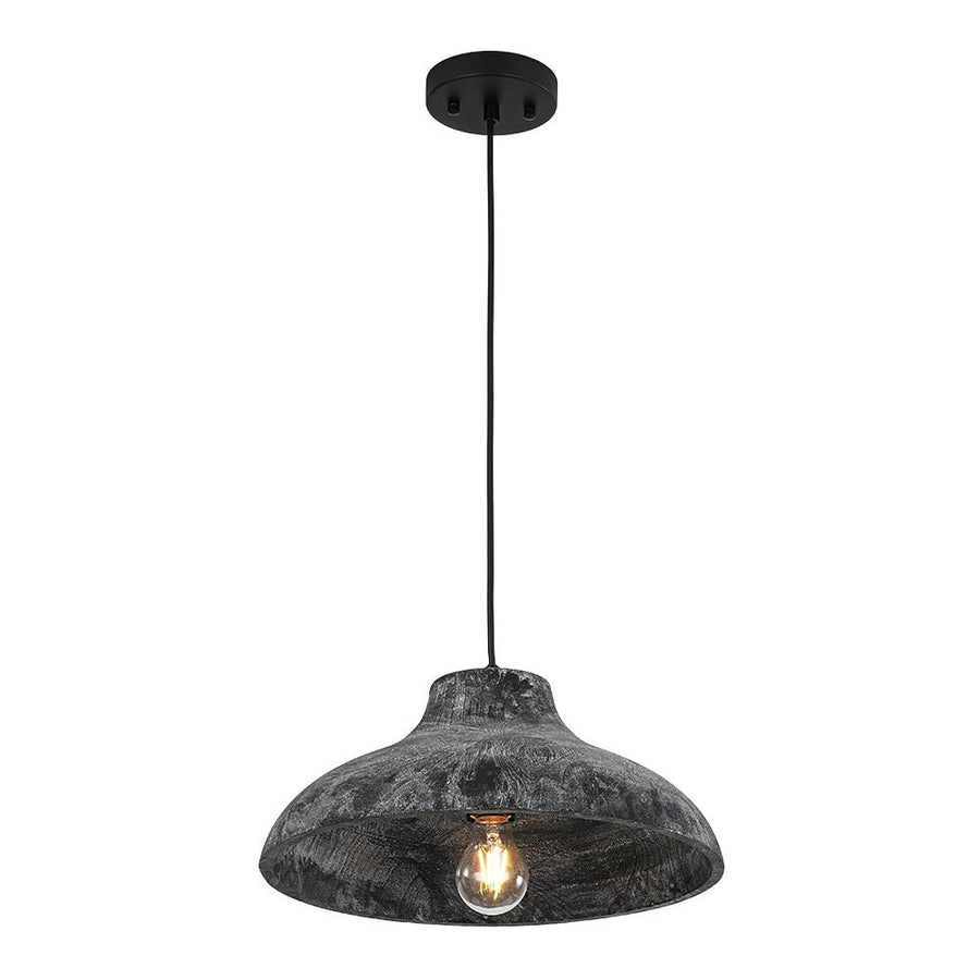 Farmhouze Light - Rustic Distressed Black Wooden Dome Pendant light - Pendant - 15 inches - 