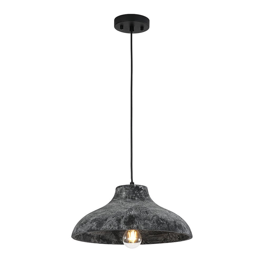 Farmhouze Light - Rustic Distressed Black Wooden Dome Pendant light - Pendant - 15 inches - 