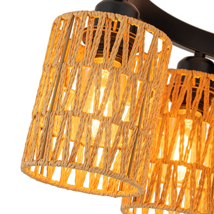 Rustic Rope Bulbs Rustic Farmhouse Woven Rope Shade Semi Flush Mount | Farmhouze Light